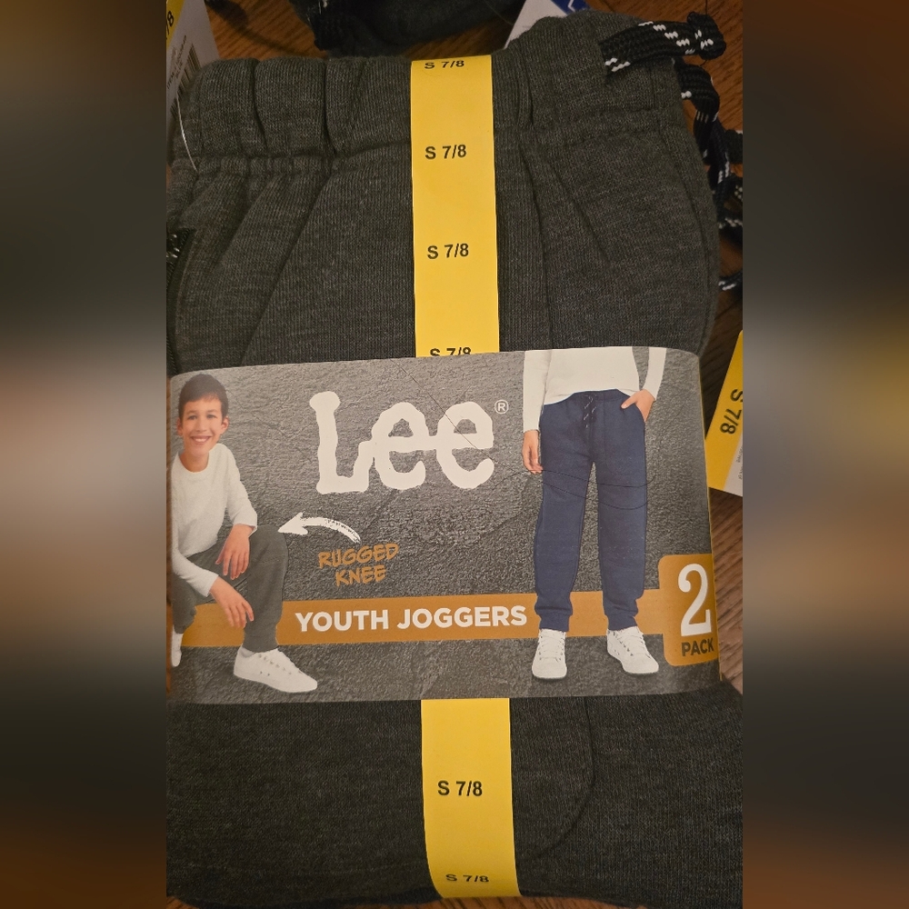 LEE BOYS 2 PACK RUGGED KNEE JOGGERS(HEATHER GRAY/BLACK M